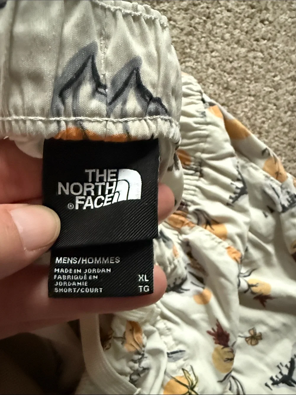 The North Face Printed Hiking Shorts — Yellow & Black Floral Motif